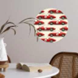 Raceauto - Retro - Rood Wandcirkel behangsticker klein 186 -sfeer3
