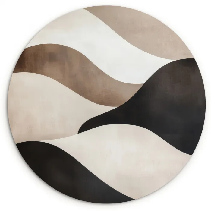Golven - Abstract - Beige Wandcirkel kunststof plaat 5mm dik klein -3d