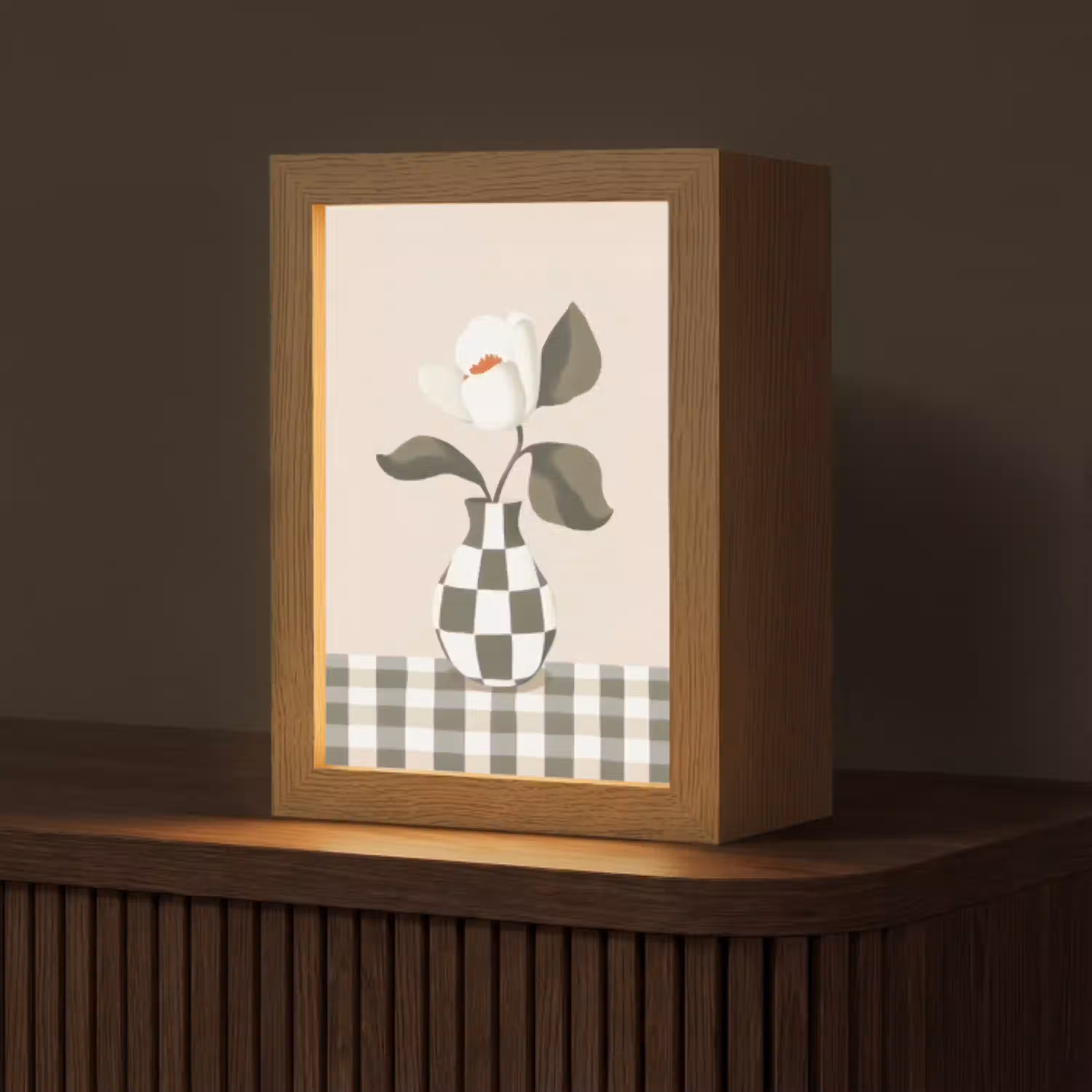 Vaas - Geruit - Groen - Bloem Light Box met kabel (Tafellamp) klein -z3d_website