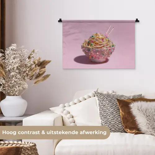 Noodles - Edelstenen - Stokjes - Roze Wandkleed katoen klein -sfeer1