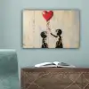 Street art - Banksy - Ballon - Graffiti - Retro canvas 2cm klein -sfeer4