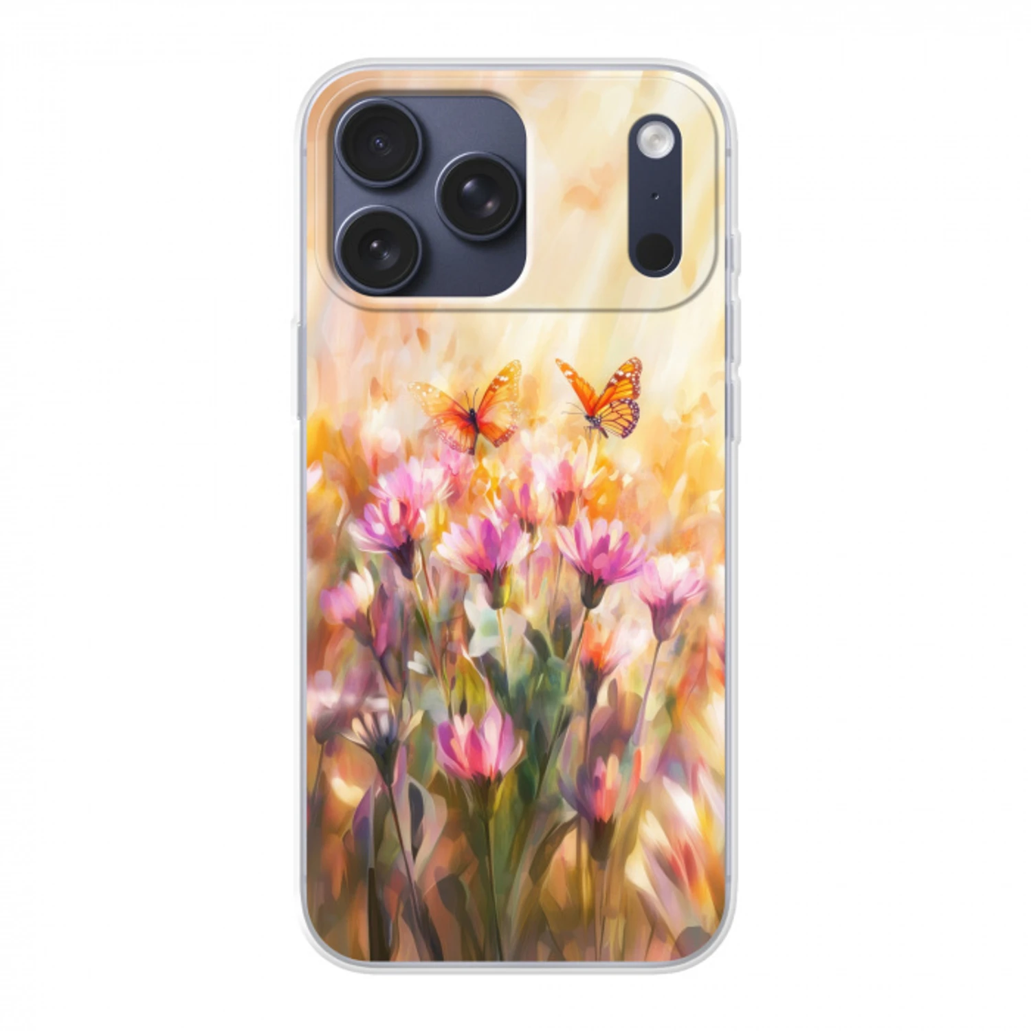 Vlinders - Oranje - Bloemen Telefoonhoesje iPhone 17 Pro Max klein -3d