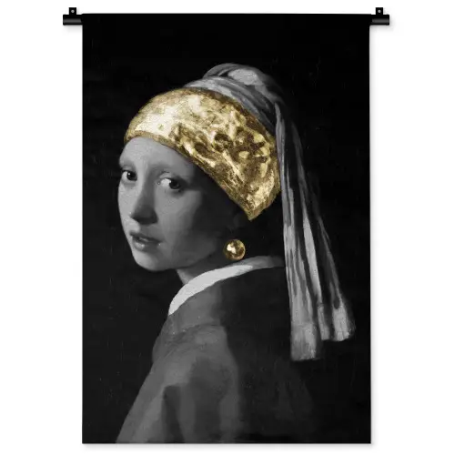 Meisje met de parel - Johannes Vermeer - Goud Wandkleed katoen klein -zz3d