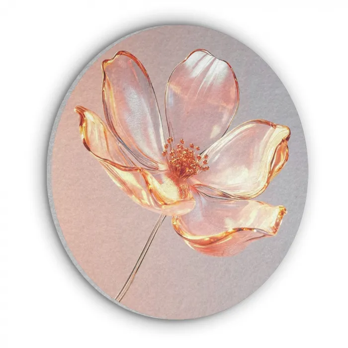 Glazen - Bloem - Roze Akoestische PET Vilt - Rond klein -3d