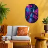 Stad - Neon -  Nacht - Roze - Graffiti Wandcirkel Ovaal Forex klein -sfeer4