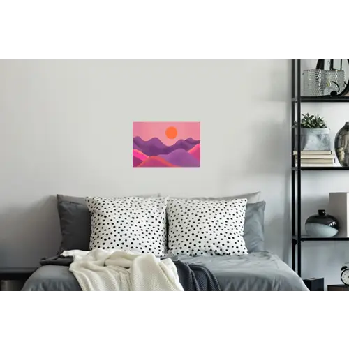 Zon - Heuvels - Paars - Abstract Muursticker klein -slaapkamer