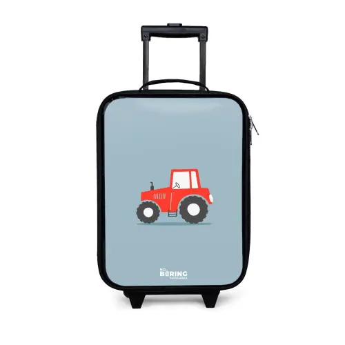 Rode trekker blauwe achtergrond Kinderkoffer - Zwart klein -3d