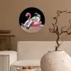 Astronaut - Flamingo - Zwemband - Roze Wandcirkel kunststof plaat 5mm dik klein -sfeer1