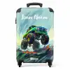 Groene Monstertruck met Penseelstreken NBS - Handbagage koffer - Kinderen Unisex middel -productfoto_recht