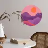 Zon - Heuvels - Paars - Abstract Wandcirkel behangsticker klein -sfeer3
