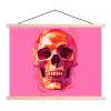 Felroze - Tanden - Schedel textielposter latten blank klein -3d