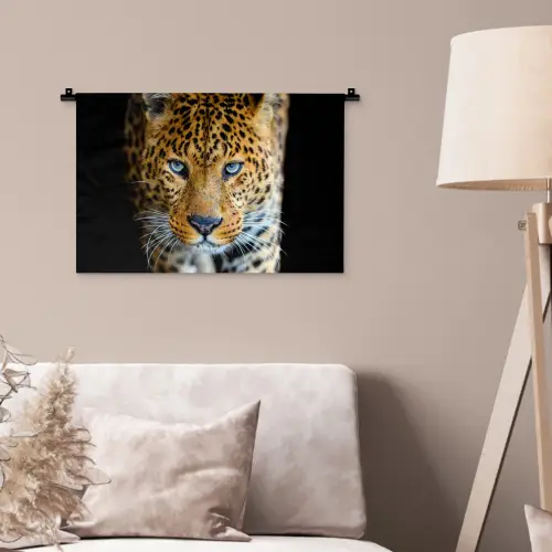 Luipaard - Dieren - Portret - Wilde dieren - Zwart Wandkleed katoen klein -sfeer4