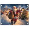Kerstman - Dorp - Hert - Donker tuinposter los doek klein -3d
