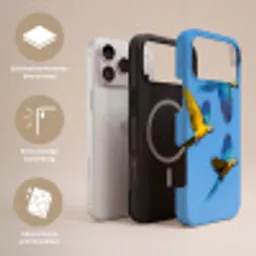 Papagaai - Vliegen - Blauw - Geel Toughcase MagSafe Apple iPhone 17 Pro Max klein -USP_Lagen_NL