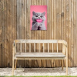 Kat - Valentijn - Roze - Liefde Tuinposter op houten frame 2 cm dik klein -sfeer4