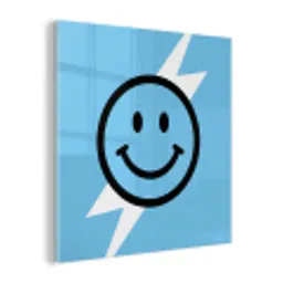 Smiley - Blauw - Bliksem plexiglas 5mm klein -z3d