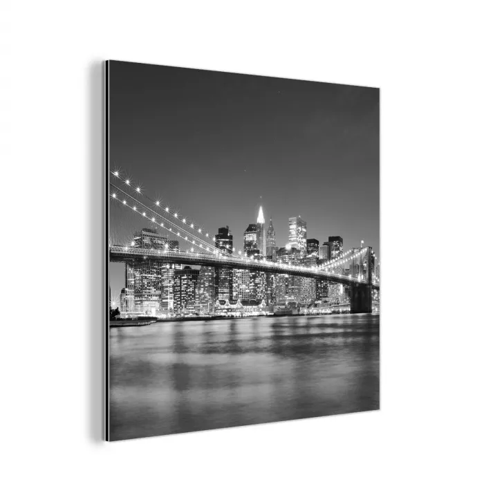 New York - Brug - Brooklyn - Zwart wit - Architectuur aluminium wit klein -3d