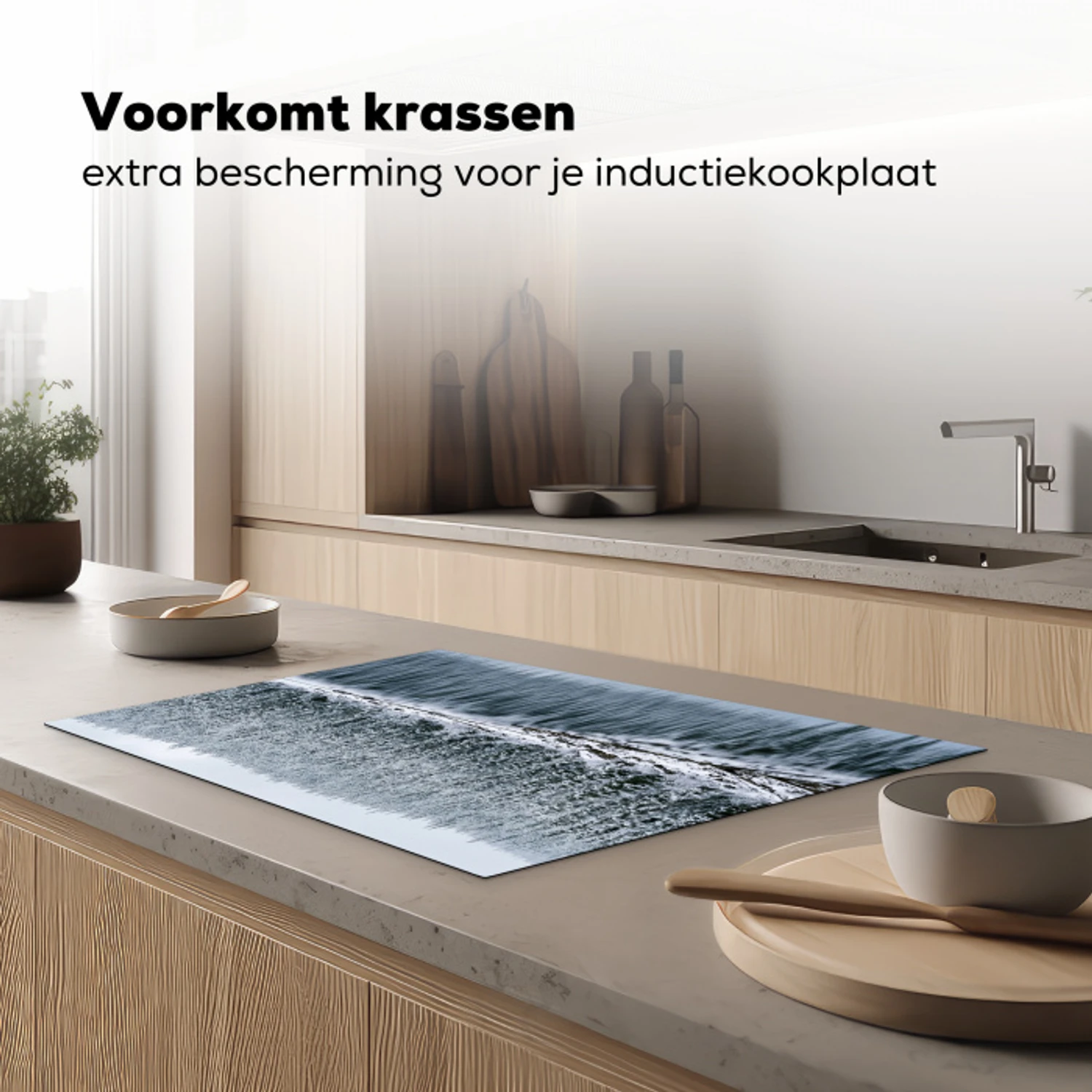 Bos - Reflectie - Meer - Winter - Serene Inductie beschermer vinyl 3mm klein -sfeer1