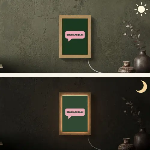 Tekstwolk - BLAH BLAH BLAH - Roze Light Box met kabel (Wandlamp) klein -sfeer3