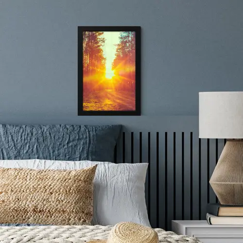 Zonsondergang - Bomen - Bos - Natuur fotolijst zwart zonder passe partout klein -sfeer3