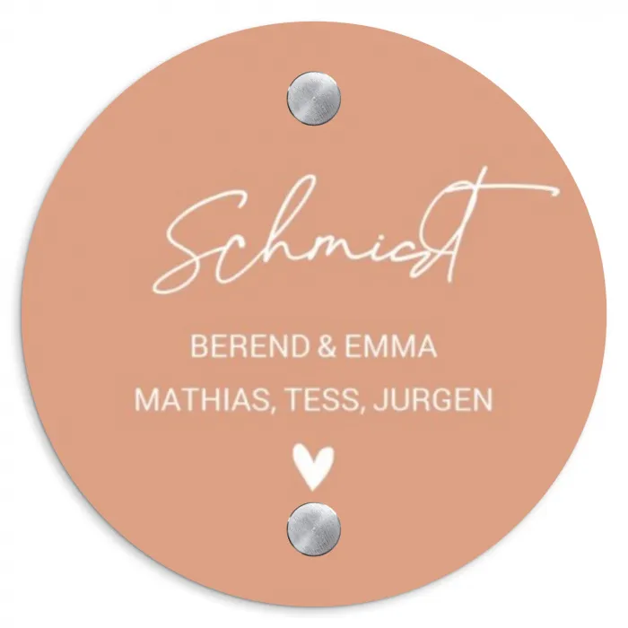 Zalmroze - Sierlijk Naambord Rond klein -3d