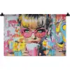 Expressief - Milkshake - Vrouw - Felle kleuren Wandkleed katoen klein -zz3d