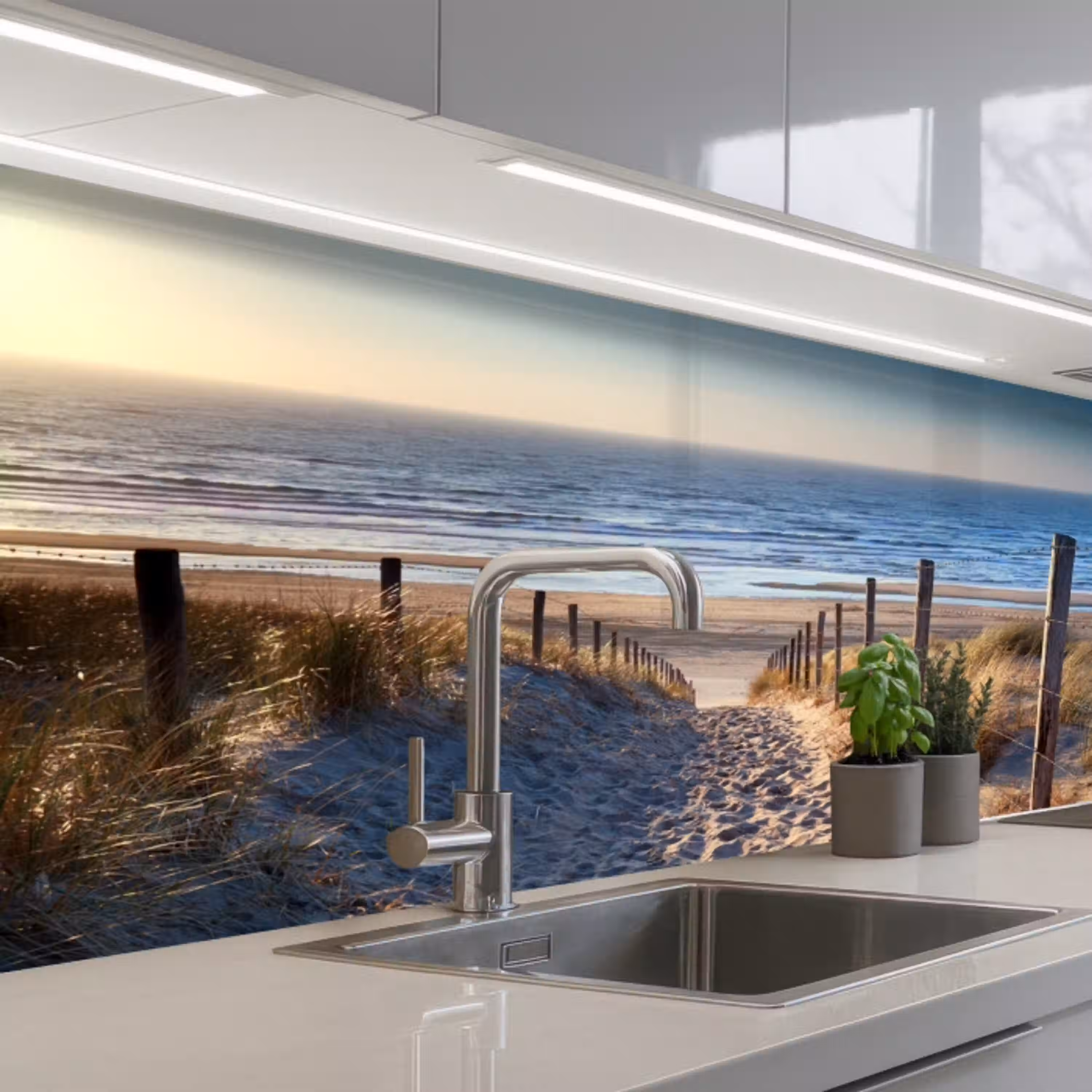 Zand - Strand - Duin - Zee - Zomer keuken achterwand 2 middel -3d_schuin