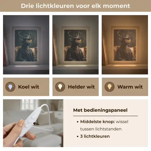 Hert - Zonnebril - Zwart - Pak Light Box met kabel (Tafellamp) klein -USP_lichtkleurNL