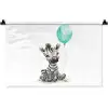 Zebra - Baby dier - Blauwe ballon Wandkleed katoen klein -zz3d
