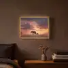 Olifanten - Grasland - Zonsondergang Light Box met batterij (Wandlamp) middel -sfeer4