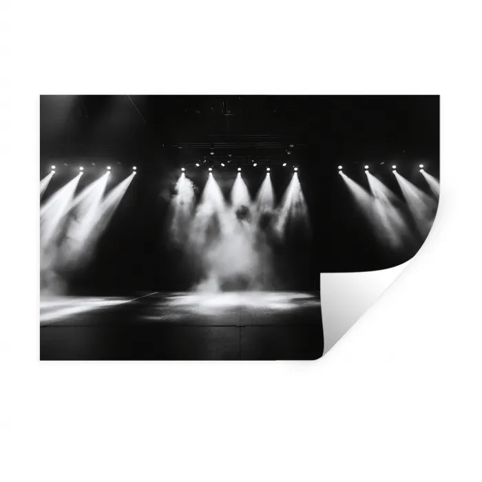 Theaterzaal - Mist - Spotlights - Zwart Muursticker klein -3d