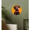Hond - Oranje - Roos - Valentijn Wandcirkel behangsticker klein -sfeer2