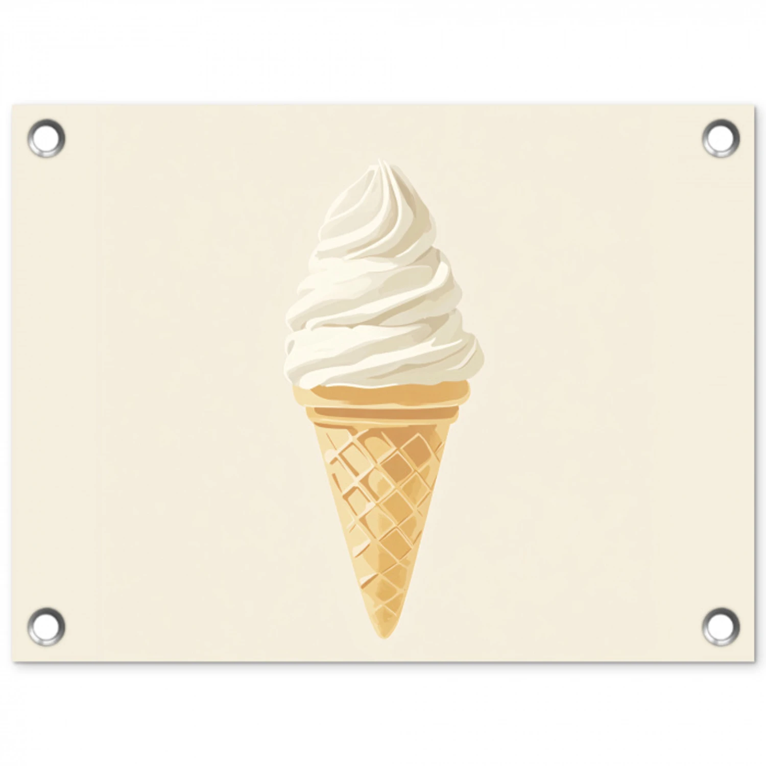 Softijs - Hoorntje - Wit tuinposter los doek klein -3d