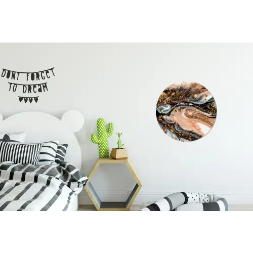 Marmerlook - Goud - Zwart - Glitter - Chic Wandcirkel aluminium klein -kinderkamer