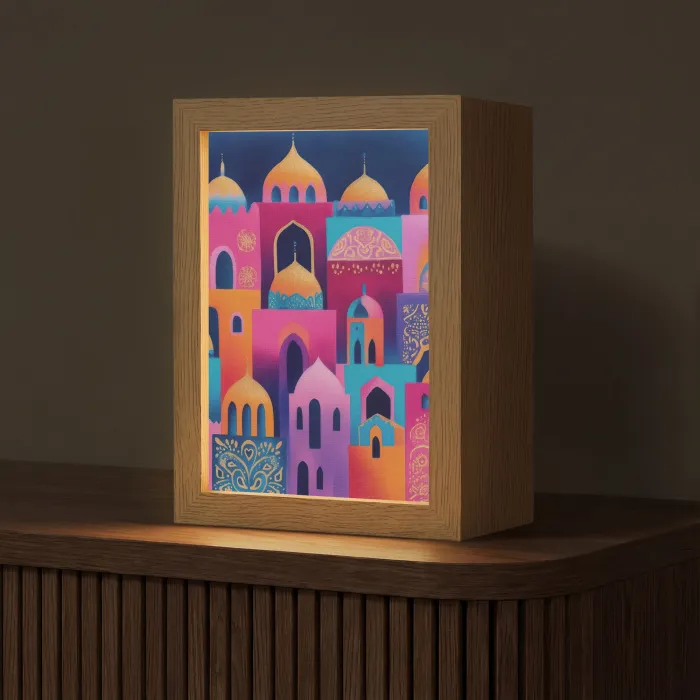 Kleurrijk - Avond - Islamitisch Light Box met kabel (Tafellamp) klein -z3d_website