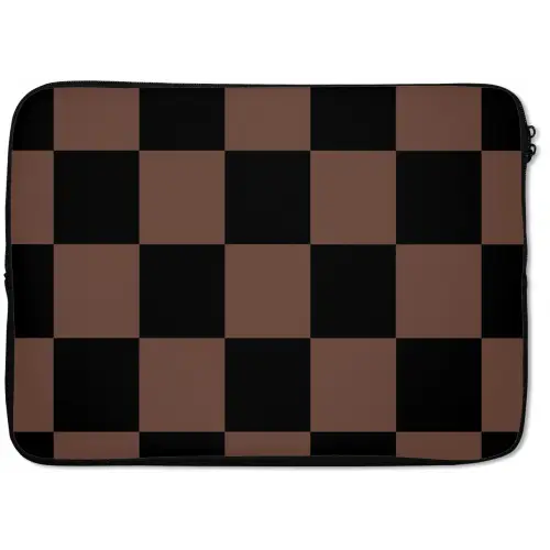 Schaakbord print - Bruin - Zwart - Blokjes laptophoes neopreen klein -zkaufland3dotto