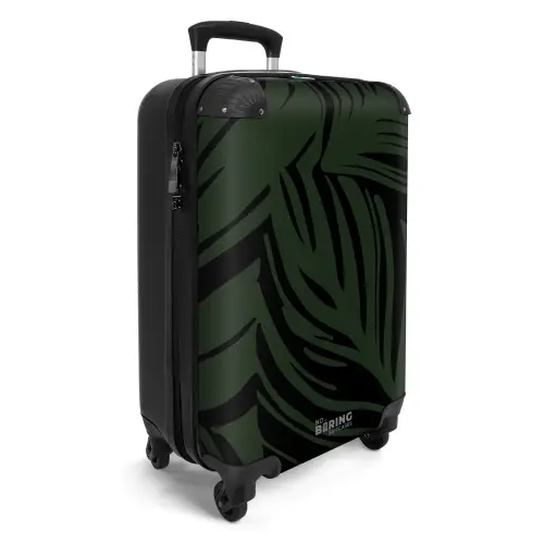 Grote bladeren in zwart met donkergroen NBS - Handbagage koffer - Unisex middel -productfoto_3d