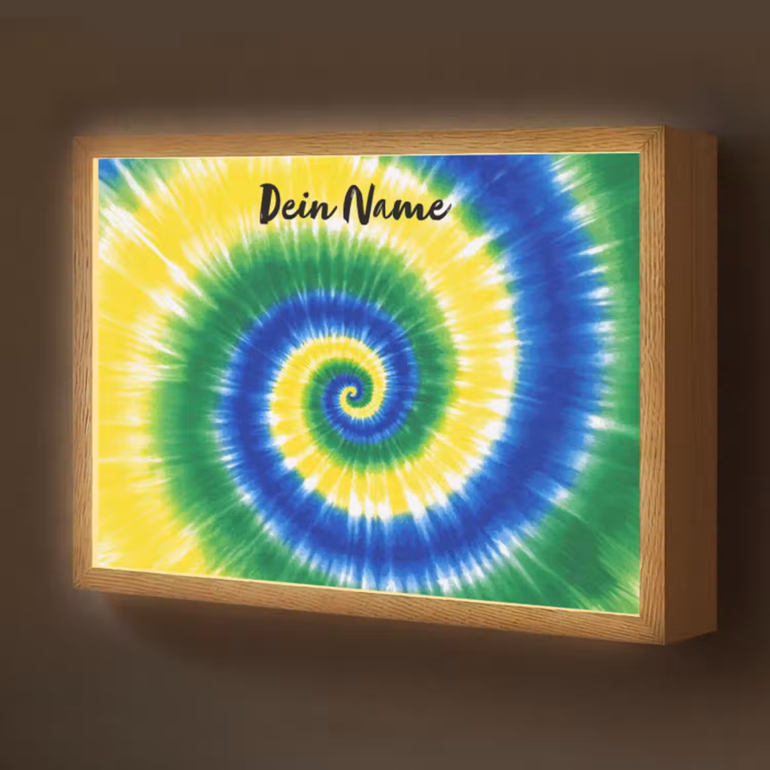 Lightbox - Wandlampe Kinderzimmer mit Namen - Krawattenfärbung - Grün - Klassisch