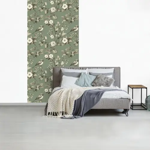 Botanisch - Vogels - Groen fotobehang vinyl groot 64 -slaapkamer