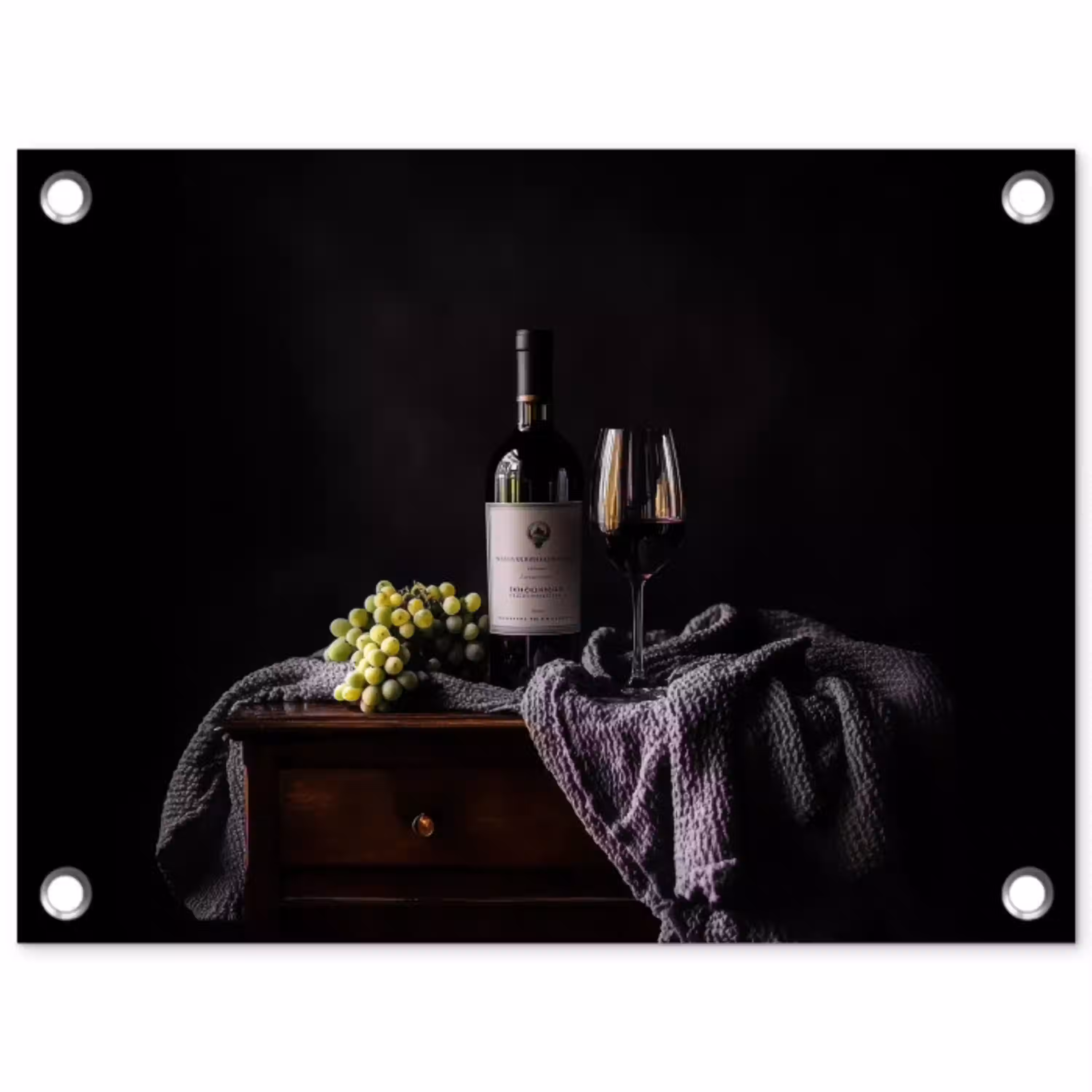 Druiven - Wijn - Rood - Tafel tuinposter los doek klein -3d