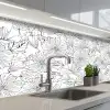 Bloemen - Zwart - Wit - Design - Flora keuken achterwand 2 middel 871 -3d_schuin
