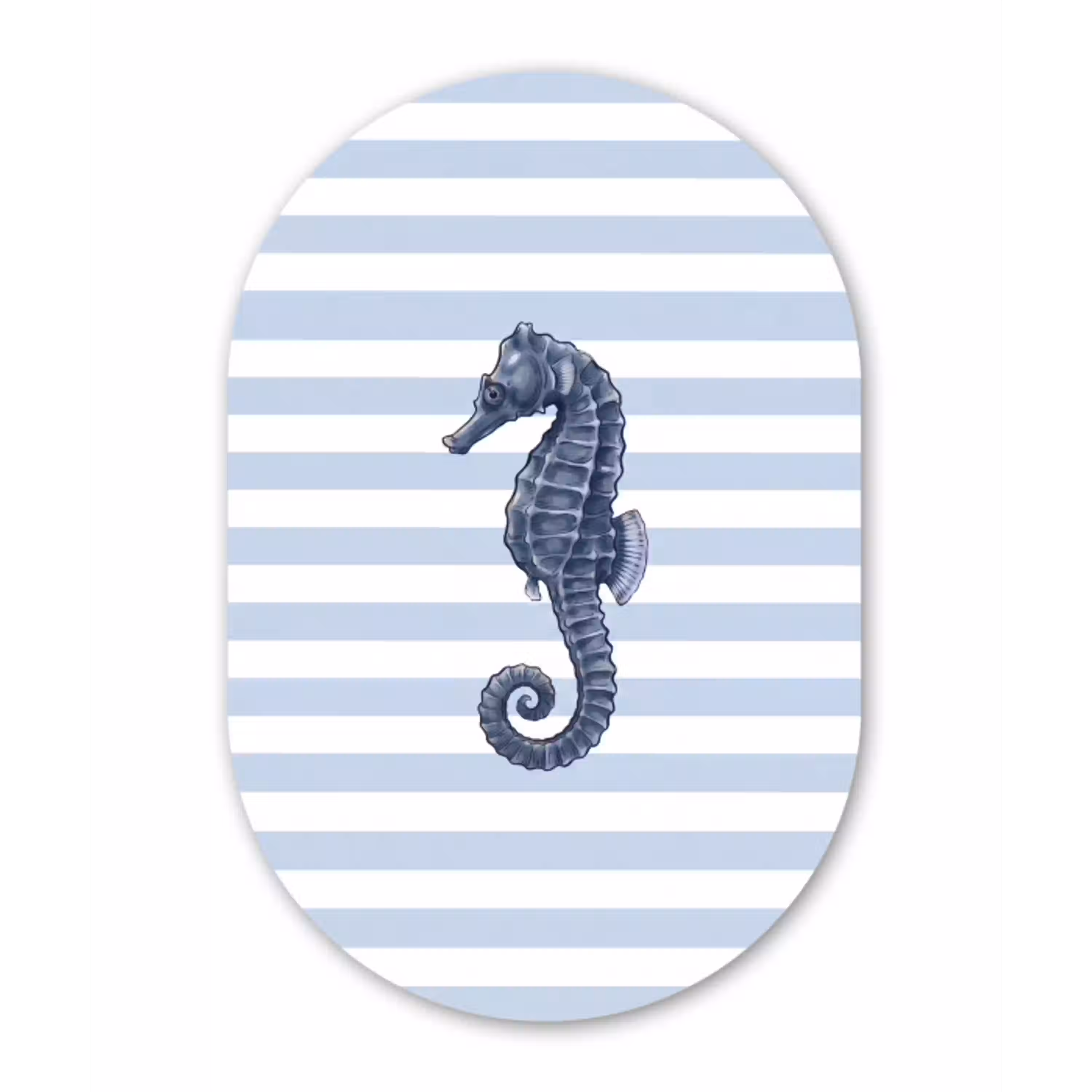 Vis - Oceaan - Illustratie - Blauw - Strepen Wandcirkel Ovaal Aluminium middel -3d