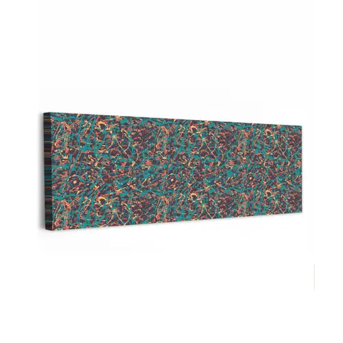 Spat - Abstract - Oranje - Groen canvas 2cm klein 828 -z3d
