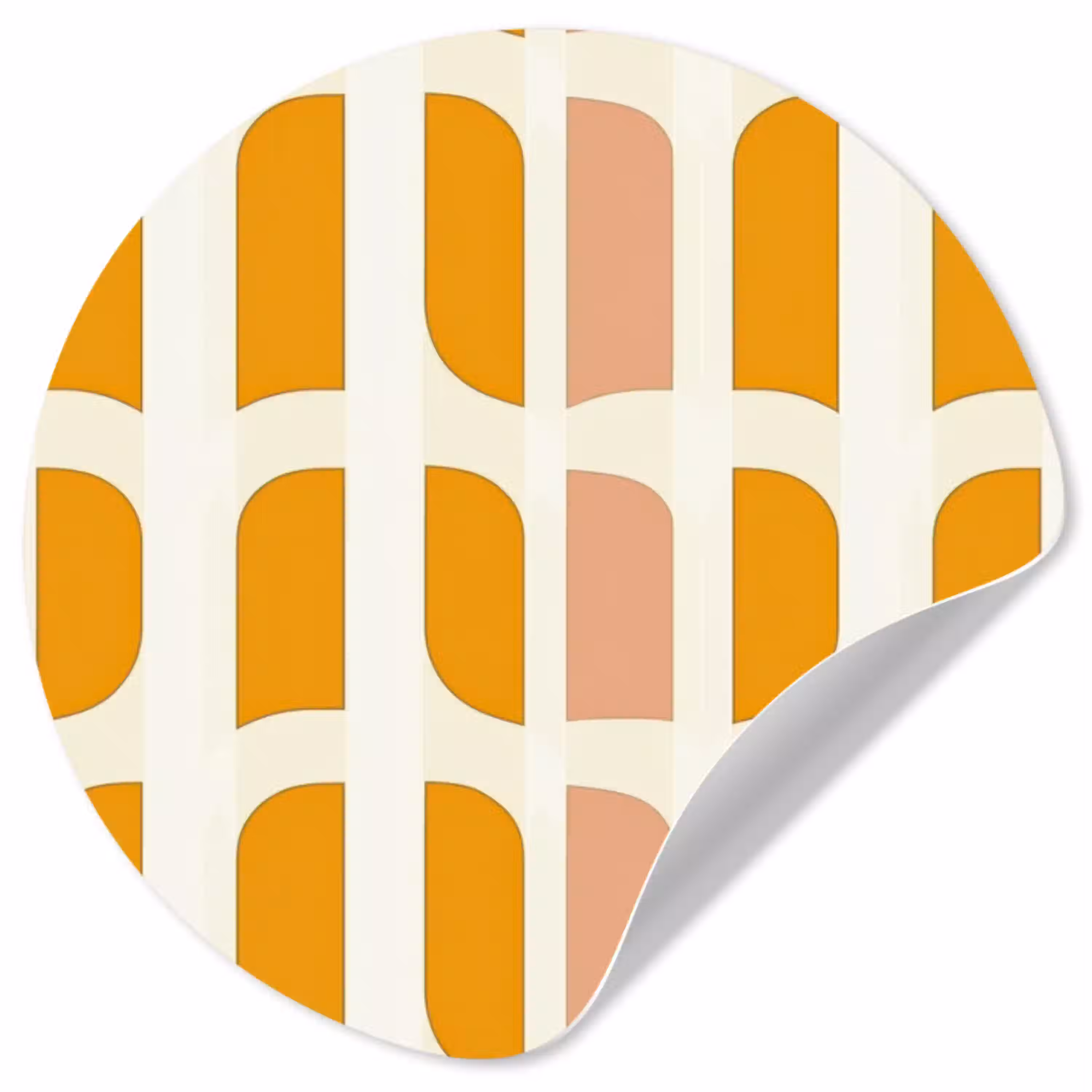 Geometrisch - Patroon - Geel - Roze Wandcirkel behangsticker klein 186 -3d