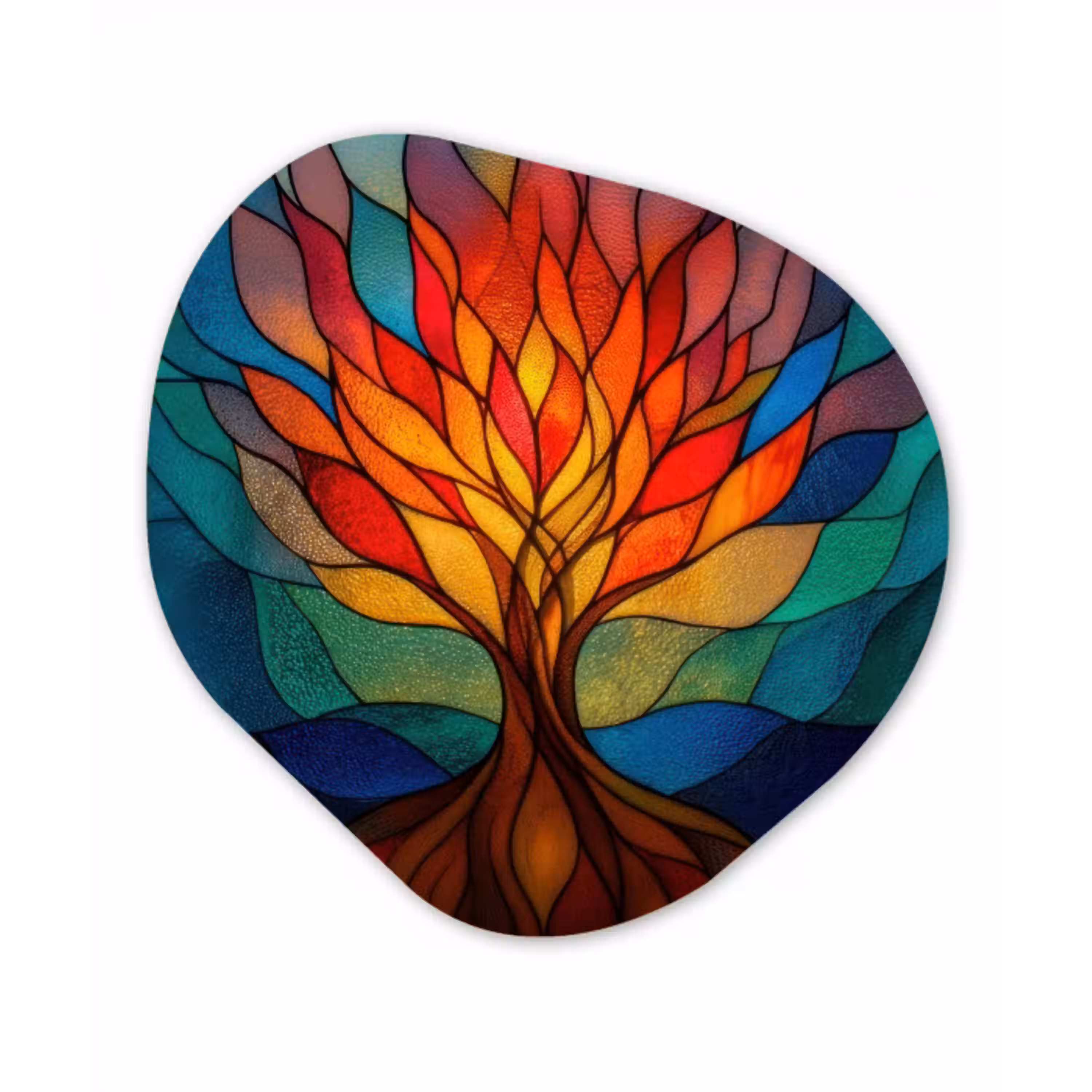 Sierglas - Boom - Rood - Vlakken Wandcirkel Organisch Forex 3mm klein -3d