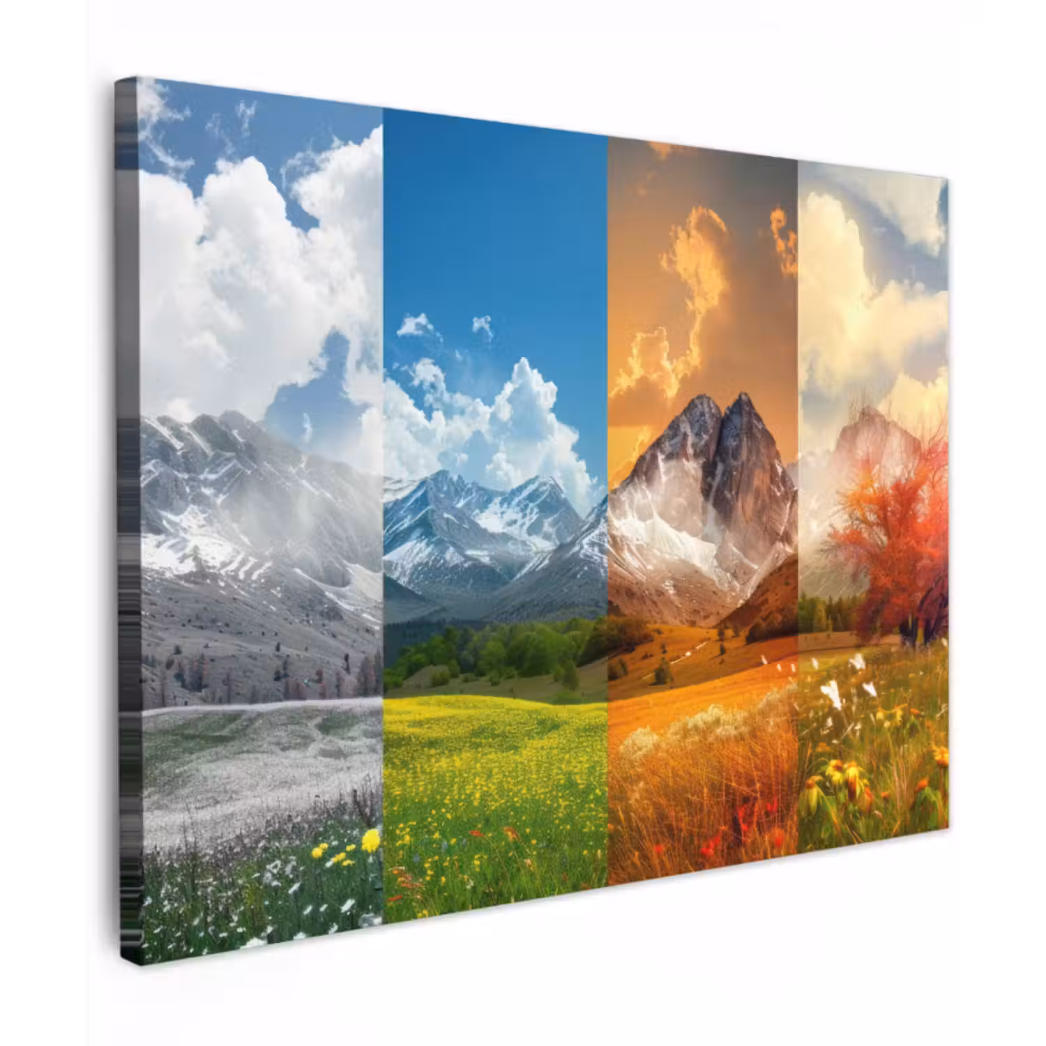 Canvas schilderij - Landschap - 4 seizoenen - Natuur - Winter - Lente - Zomer - Herfst
