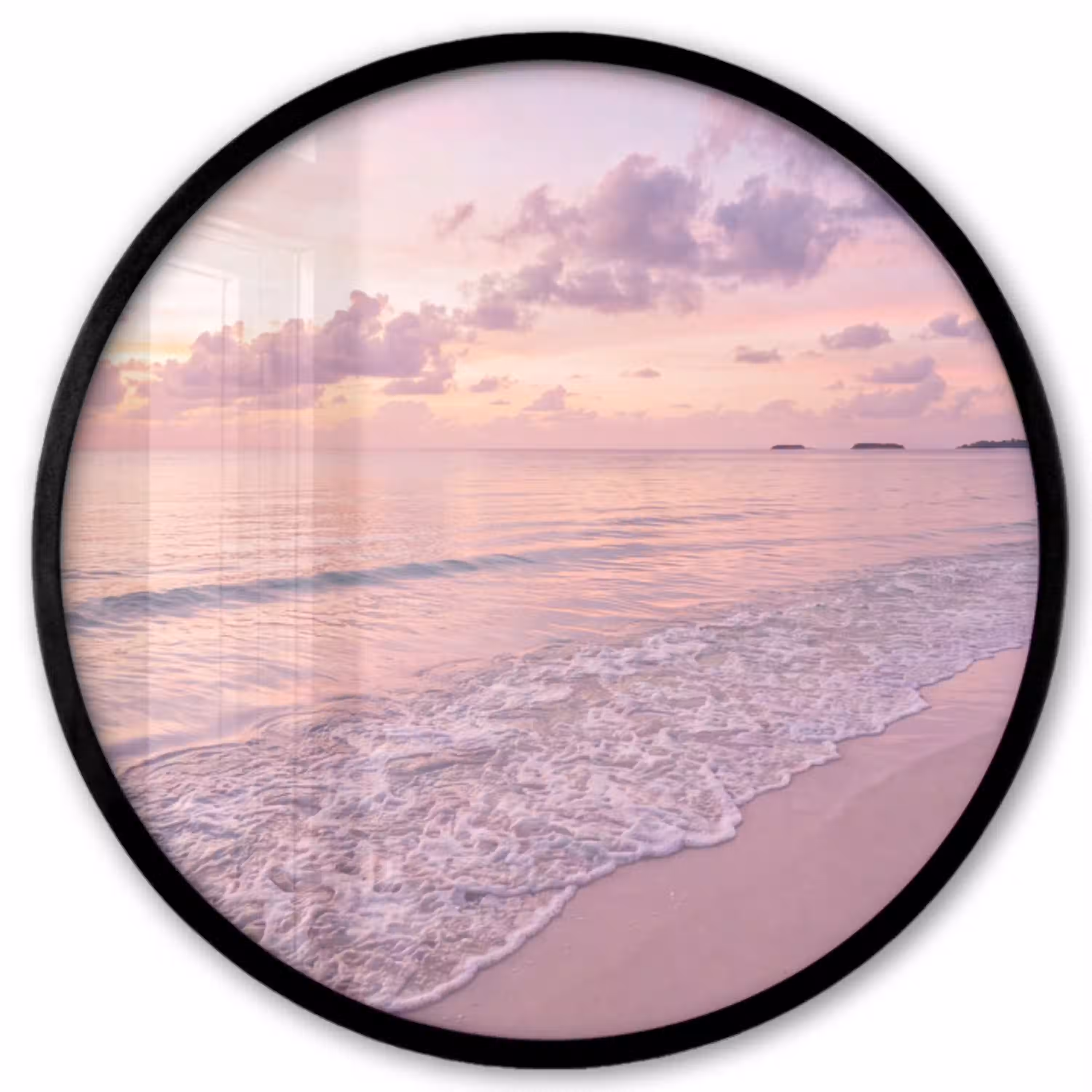 Strand - Zonsondergang - Natuur - Minimalistisch - Roze Fotolijst rond zonder passe partout klein -3d
