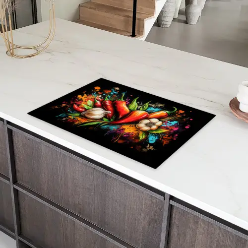Groente - Peper - Knoflook - Graffiti - Verf - Kleurrijk Inductie beschermer vinyl 3mm klein -sfeer8