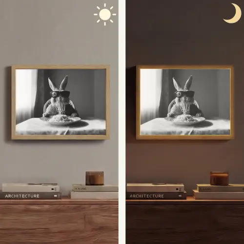 Konijn - Bunny - Zonnebril - Tafelkleed - Pasta - Schattig Light Box met batterij (Wandlamp) middel -sfeer3