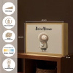Leeuw - Oranje bloemen - Vriendelijk Light Box met batterij (Wandlamp kind) middel -USP_websiteoverzichtDE